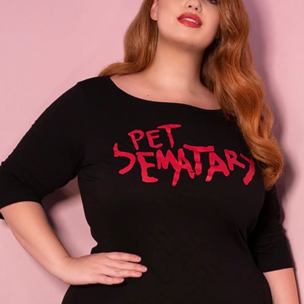 Vixen by Micheline Pitt Pet Sematary logo 3/4 sleeve tee. XL